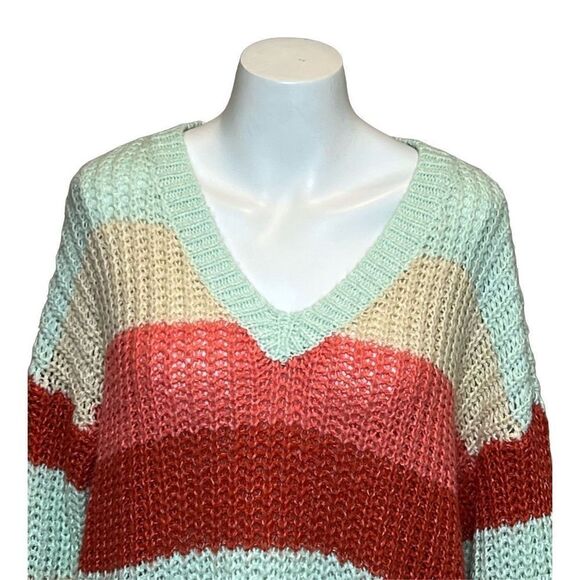 Torrid multi striped V-neck pullover oversized sweater size 1X - Picture 4 of 16